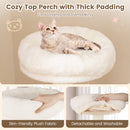 52 Inches Tall Wooden Cat Tree with Washable Plush Cushions and Multi-Level Climbing Stand