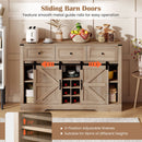 52 Inches Wine Bar Cabinet with LED Lights and Sliding Barn Doors