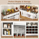 52 Inches Wine Bar Cabinet with LED Lights and Sliding Barn Doors