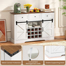 52 Inches Wine Bar Cabinet with LED Lights and Sliding Barn Doors