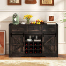 52 Inches Wine Bar Cabinet with LED Lights and Sliding Barn Doors