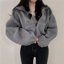 Women's Thermal Faux Fur Zip Cardigan