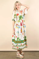VERY J Button Down Printed Midi Dress