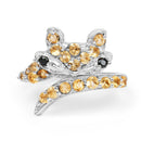 1.00 Carat Genuine Citrine & Black Spinel .925 Sterling Silver Ring