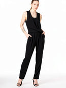 Bar III Women's Sleeveless Draped Jumpsuit, Black, Size Small