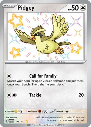Pidgey 196/091 - SV Paldean Fates Holofoil