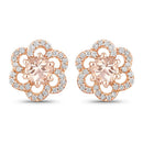 0.61 Carat Genuine Morganite and White Diamond 14K Rose Gold Earrings