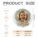Personalized Baby Safari Round Blanket with Photo and Name - Watercolor Safari Animals and Botanical Wreath on White - Custom Baby Gift in 47 or 60 Inch