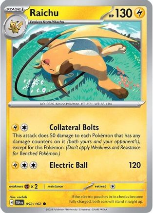 Raichu 052/162 - SV05 Temporal Forces Reverse Holofoil