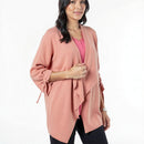 Jm Collection Draped-Front Ruched-Sleeve Cardigan, Size Small