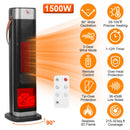 1500W Oscillating Ceramic Tower Space Heater with 3D Flame Portable Electric Heater with 3 Wind Modes 59-104℉Heating Remote Control 12H Timer Overheat