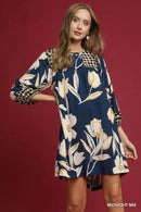 Umgee Floral High-Low Babydoll Dress