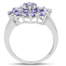 3.37 Carat Genuine Tanzanite and White Topaz .925 Sterling Silver Ring
