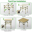 Folding Camping Table Portable Lightweight Carbon Steel Roll-up Picnic BBQ Desk with Carry Bag Heavy Duty for Outdoor Beach Backyard Party Patio Campi