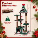 54" Christmas Cat Tree with 2 Condos & Scratching Post