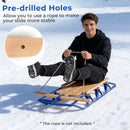54 Inch Wood Snow Sled with Metal Runners and Steering Bar