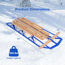 54 Inch Wood Snow Sled with Metal Runners and Steering Bar
