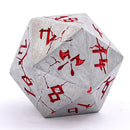 Barbarian Solid Metal Polyhedral Dice Set - Matte Silver Red