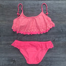 Openwork ruffled bikini girl
