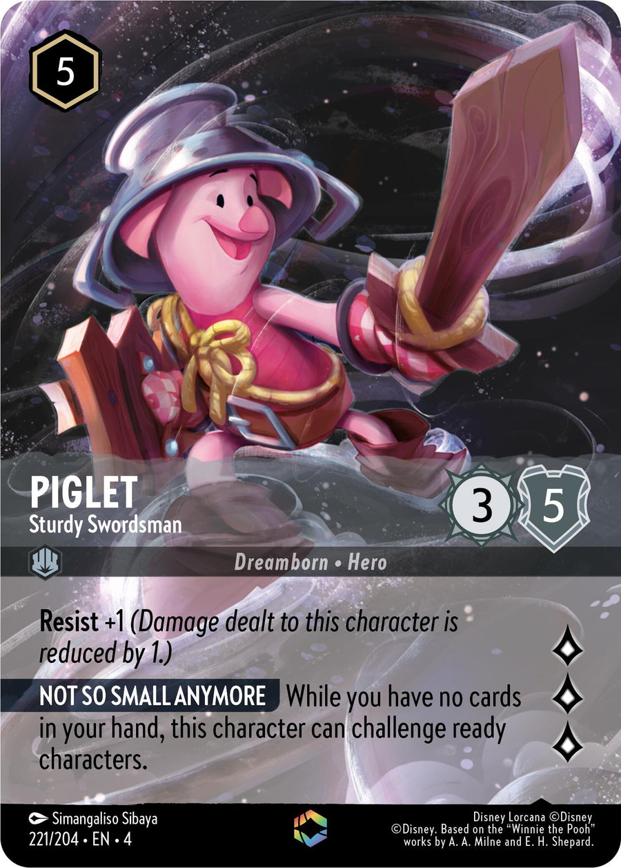 Piglet - Sturdy Swordsman (Enchanted) (221/204) - Ursulas Return Holofoil