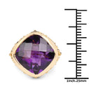 14K Yellow Gold Plated 8.40 Carat Genuine Amethyst .925 Sterling Silver Ring