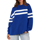 Fashionable Womens Fallwinter Casual Patchwork Striped Sweatshirt