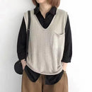 Simple V-neck Artistic Knit Vest