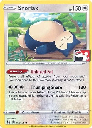 Snorlax 143/196 - Prize Pack Series Cards Holofoil