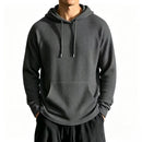 Mens Relaxed-fit Casual Waffle-knit Hooded Jacket