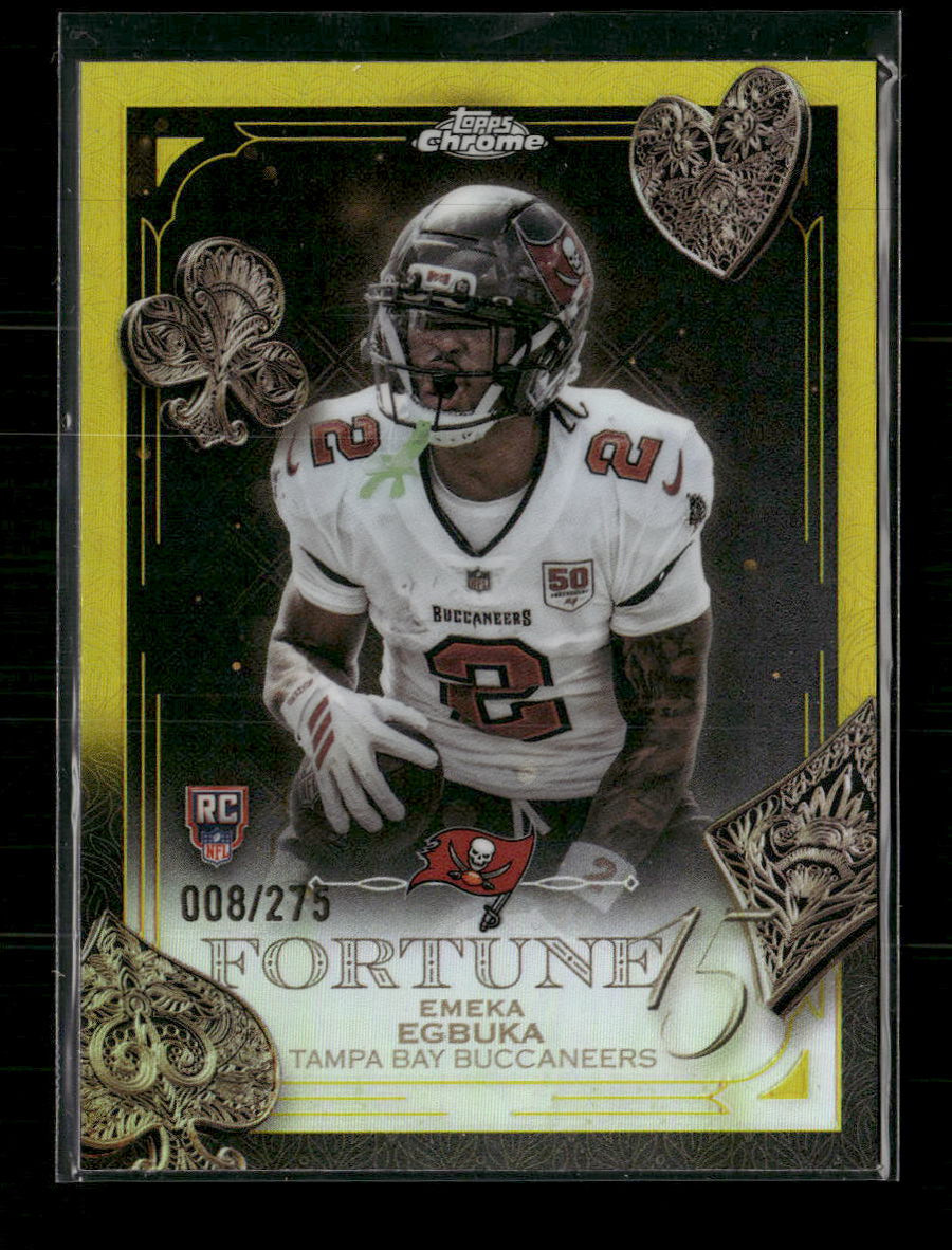 2025 Topps Chrome Fortune 15 Yellow Refractor Emeka Egbuka #/275 #F15-21