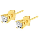 AGS Certified 1/4 Cttw Princess-Cut Square Diamond 4-Prong Solitaire Stud Earrings in 14K Yellow Gold (J-K Color, SI2-I1 Clarity)