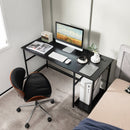 55 Inch Computer Desk with 4 Power Outlets and CPU Stand