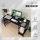 55 Inch Computer Desk with 4 Power Outlets and CPU Stand