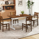 55 Inch Dining Table for 4-6 People Rectangular Kitchen Table with Solid Wood Trestle Base-Walnut