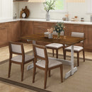 55 Inch Dining Table for 4-6 People Rectangular Kitchen Table with Solid Wood Trestle Base-Walnut