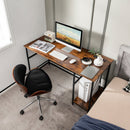 55 Inch Computer Desk with 4 Power Outlets and CPU Stand