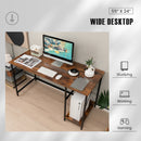 55 Inch Computer Desk with 4 Power Outlets and CPU Stand
