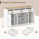 55" Large Buffet Sideboard Kitchen Storage Cabinet with 3 Drawers 2 See-through Doors Adjustable Shelves Wine Bar Table
