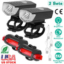 Bicycle Light Sets USB Rechargeable Bike Headlight Waterproof LED Bicycle Front Light Taillight 2 Kit