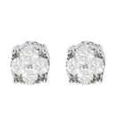 .925 Sterling Silver 1/2 cttw Prong Set Round-Cut Diamond Cluster Stud Earring (I-J Color, I2-I3 Clarity)