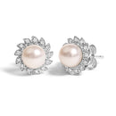 10K White Gold Heirloom-Style Pearl and Diamond Accent Halo Stud Earrings (I-J color, I1-I2 Clarity)