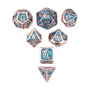 Copper with Light Blue Solid Metal Dragon Dice set