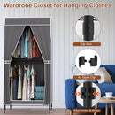 2 Tier Clothing Rack With Cover Portable Wardrobe Closet Covered Garment Rack with 4 Wheels 2 Hanging Rods 2 Hook Racks 35.43x17.13x72.44in