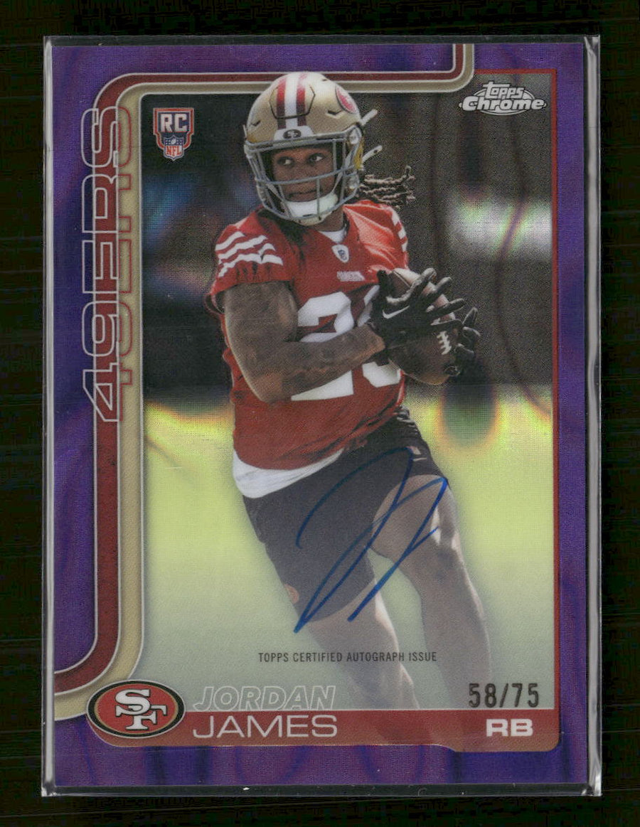 2025 Topps Chrome Rookie Auto Purple Lava Refractor Jordan James #/75 #RA-JJ