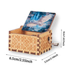 Personalized Music Box with Name - Snowy Owl in Flight over Glowing Blue Crystal Castle Night Sky - Hand-Crank Wooden Music Box Plays You Are My Sunshine - Fantasy Wizard Gift