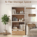 56" Tall Freestanding Bookcase with Drawer 5 Tier