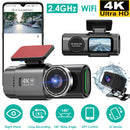 4K/1080P Dual Chanel Car Dash Cam 2.4GHz WiFi Car Camera Mini Driving Recorder with 140¡ Wide Angle APP Control Night Vision G-sensor Loop Recording
