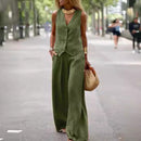 Women's Casual Solid Color Vest Trousers Suit