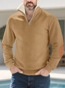 Retro Patchwork Embroidered Versatile Half-placket Mens Long-sleeve