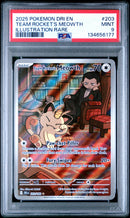 2025 Pokemon Destined Rivals Illustration Rare Team Rocket'S Meowth 9 PSA #203